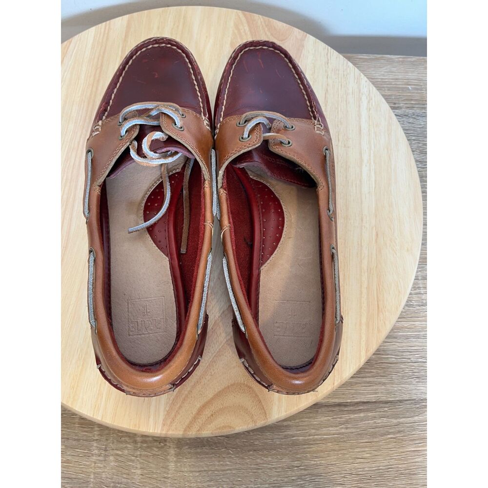 Frye Quincy‎ Womens Size 9.5 Shoes Burgundy Leather Moc Toe Slip On Boat - Picture 7 of 11
